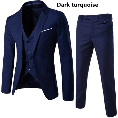 

AOWOFS New European Slim Business Casual Suits three-piece Sports Coat Vest Suit Pant Groom Groomsmen wedding one button suits S-6XL