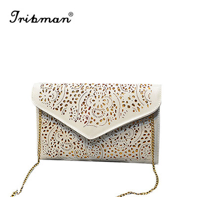 

Tripman 2016 Hot Sale Fashion PU Leather Hollow Out Women Day Clutch Bag Chain Shoulder Bags Ladies Evening Handbags