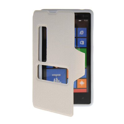 

MOONCASE View Window Leather Side Flip Pouch Hard board Shell Back чехол для Nokia Lumia 820 White