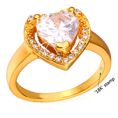 

U7 Engagement Rings For Women Wedding 2015 Wholesale 18K Gold Plated AAA Cubic Zirconia Love Heart Ring Wedding Bands