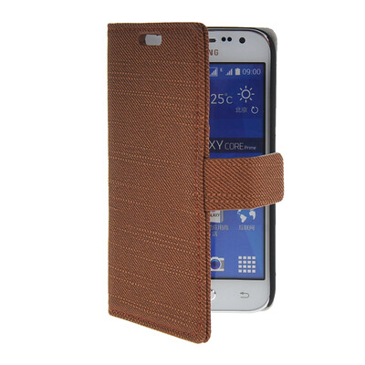 

MOONCASE кожи высокого качества Сторона Флип кошелек карта с Kickstand чехол для Samsung Galaxy Core Prime Браун G3608