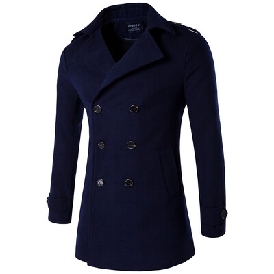 

AOWOFS new high quality mens coat double-breasted epaulettes coat windbreaker D111