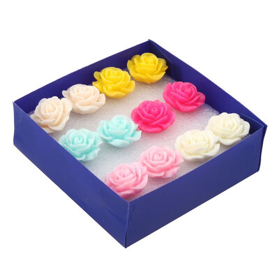 

Resin 6 Pair Earring Pentagram Fluorescent Color Rose Hot Sale Square