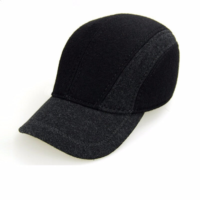 

2018 New Middle-aged Mens Hat Adult Wool Baseball Cap Ear Protection Woolen Cap Students basebal Hats Adjustable B-7236