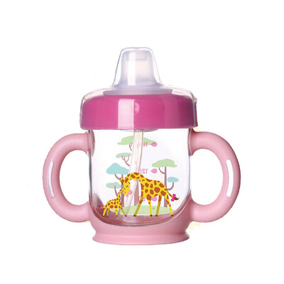 

Le Bao bobo straw cup sippy cup children parent-child mobilization duck mouth cup baby learning drink cup kettle cup 180ml pink