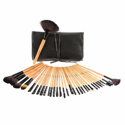 

Wood 32Pcs Makeup Brushes Kit Professional Cosmetic Make Up Set Pouch Bag Case pink