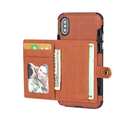 

New iPhoneXSMax Mobile Shell Samsung Mobile Phone Case Card Case Mobile Shell Brown
