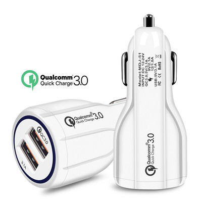 

Mzxtby Qc 30 Fast Charging Adapter Mini Dual Usb Car Charger for iPhone Samsung Huawei Xiaomi Redmi Tablet Car USB Quick Charger