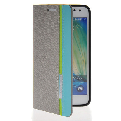 

MOONCASE Business style Leather Side Flip Wallet Card Slot Pouch Stand Back Case Cover for Samsung Galaxy A3 Grey