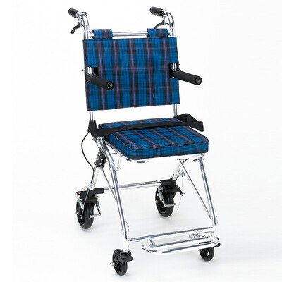 

Japan for a period of elderly wheelchairs light folding hand trolley small recreational walking aid vehicle NP-200 blue plaid