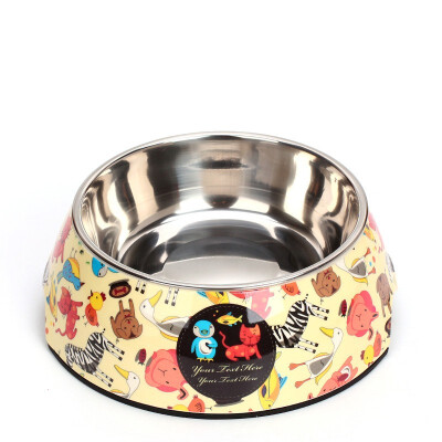 

Pet products cartoon stainless steel two in one thick anti-skid bowl dog bowl cat bowl pet Basin