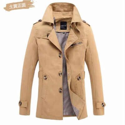 

2017 New Fashion men are upscale in winter slim Fit Casual trench coatmale pure color Pure cotton long jackets S-5XL