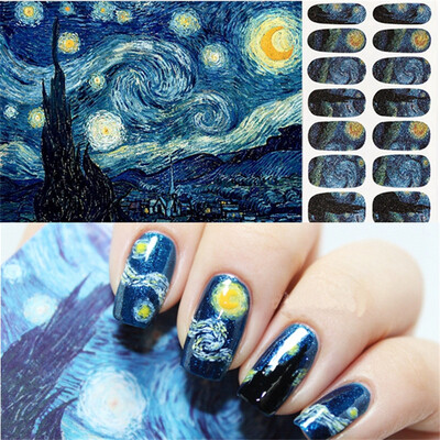 

14pcs Nail Art Sticker Glitter Colorful Decal Manicure Tips DIY Wraps Starry