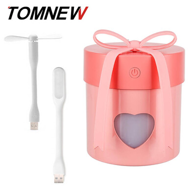 

TOMNEW 3 in 1 USB Mini Cool Mist Humidifier 350ML Ultrasonic Gift Air Cleaner Freshener with USB fan LED Light for Home Office