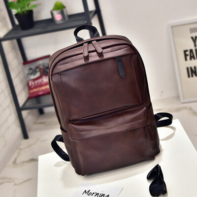 

NovelTeez Retro casual backpack mens backpack computer bag Korean student bag female PU leather travel tide