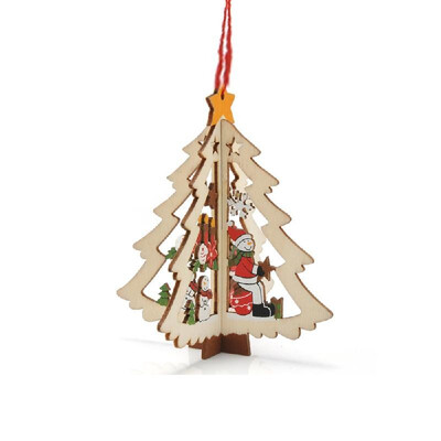 

3D Christmas Tree Ornaments Wooden Pendant Hanging Xmas Party Decorations Home Decor Gift