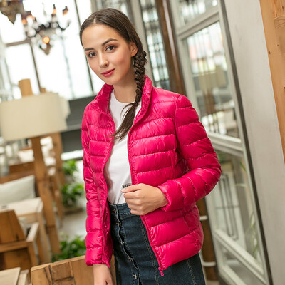 

Intercrew light down jacket female 2018 winter new Korean fashion casual light thin wild stand collar short brand down jacket female ICR4UD51A Indian powder L