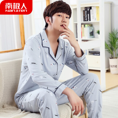 

Antarctic pajamas mens autumn cotton long-sleeved winter cotton can be worn outside Korean casual young students mens home service suits NAS5X20011-18 drift bottle gray XL