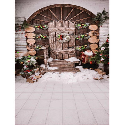 

Santas Chalet Photo Backdrop 57FT Vinyl Fabric Cloth Digital Printing Photo Background st-599