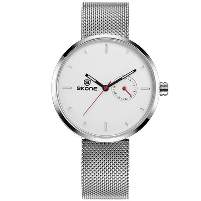 

SKONE Fashion Casual 3ATM Water-resistant Women Quartz Watch Stainless Steel Band Luxury Female Lady Dress Wristwatch Calendar Rel