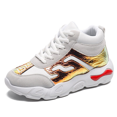 

Mesh Breathable Sneakers Woman Sequins 2018 Summer Fall New Female Casual Shoes Platform Red Color Hot Dad Sneakers Shoes