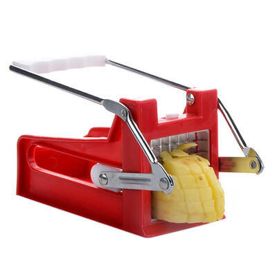 

UpperX Stainless Steel French Fry Cutter Potato Vegetable Cutters 2 Blades Red