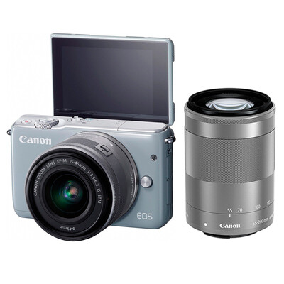 

Canon EOS M10 miniature single electric double head kit white zoom EF-M 15-45mm & fixed focus EF-M 22mm f 2 STM