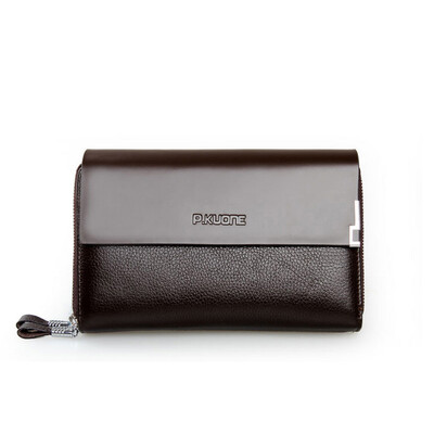 

PKuone® New Men Wallets Famous Brand Mens Genuine Leather Wallet Male Money Bag with Zipper Wallets Purses Large Capacity Business Clutch Bag
