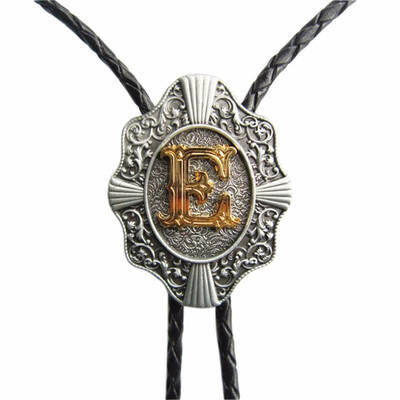 

Men Bolo Tie Original Initial Letter Western Cowboy Cowgirl Wedding Bolo Tie Leather Necklace