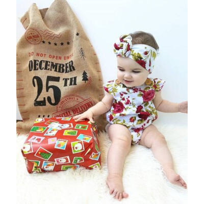 

AU Newborn Baby Girl Clothes Flower Jumpsuit Romper Bodysuit Headband Outfit Set