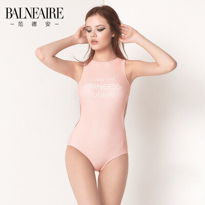 

BRANDEAIRE 60744 new swimsuit female small chest gathered sexy beauty back one-piece swimsuit conservative cover belly girl swimsuit pink S