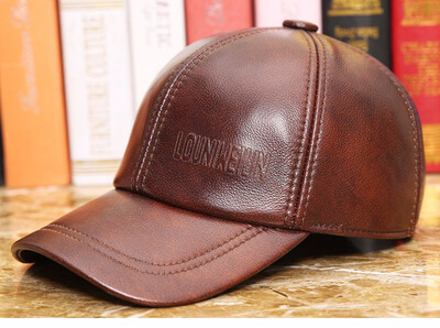 

100 Genuine Leather Baseball Cap Male Winter Sheep Skin Hat Adjustable Adult Fashion Leather Hat Father Mens Leisure Hat B-7275