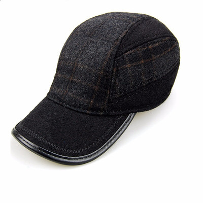 

High Quality Autumn Winter Hat Male Warm Head Mens Baseball Hat Winter Wool Baseball Cap New Year Gift B-7223