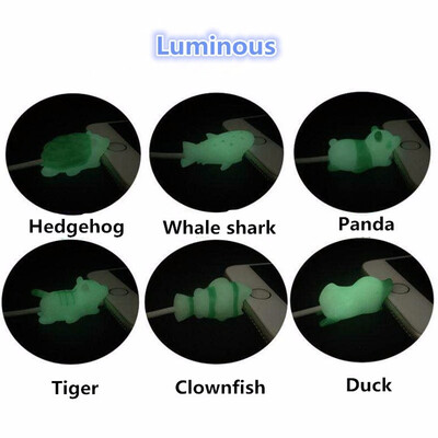 

Cartoons Animal Bite Cable Data Protector Luminous Cute Shaper Winder Organizer for Iphone Ipad Data Line Protection Phone Accesso