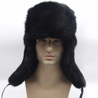 

Natural rabbit fur Lei Feng hat mens hat autumn&winter warm thickening fur real rabbit hair ear cap 2018 new discount