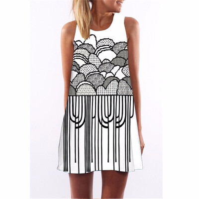 

Chiffon Summer Dress Floral Print Boho Dresses For Women Casual Beach Sleeveless Sundress