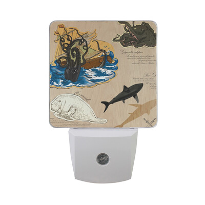 

ALAZA LED Night Light With Smart Dusk To Dawn SensorOil Painting Sunset Lake Plug In Night Light