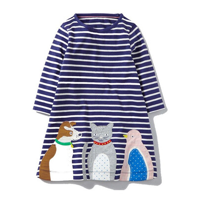 

Toomine Girls Dress Long Sleeve Winter New Girls Casual Pencil Striped Dresses Embroidery Cute Children Baby Girls Dresses Kids
