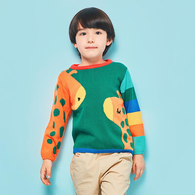 

Xiaomi ecological chain brand childish childrens sweater giraffe knit pullover 100 combed cotton warm anti-hair ball boy girl sweater green 110