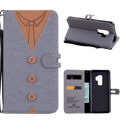 

MOONCASE Samsung Galaxy S9 stitching embossed mens leather case - gray