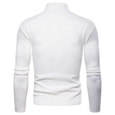 

AOWOFS Europe code new foreign trade mens high lapel Slim bottoming shirt solid color knitted sweater YM007