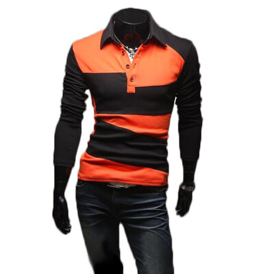 

Zogaa Mens Polo Shirt Contrast Color Fashion Slim Korean