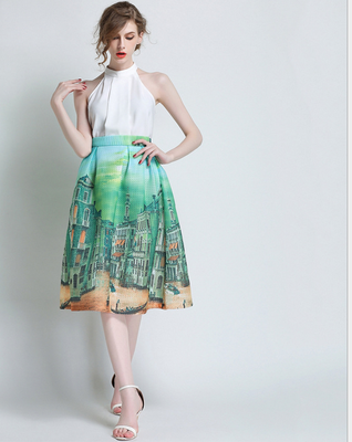 

Lovaru ™Autumn new women's fashion landscape design tutu skirt waist Slim skirts