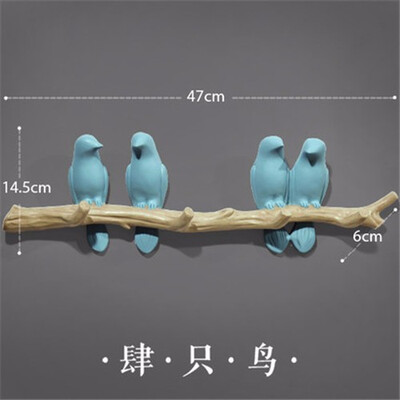 

European pastoral resin birds decoration frame crafts stereo birds hook porch door wall decorations coat hook key holder