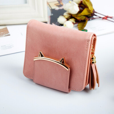 

Korean version PU leather lady short short wallet simple seventy percent off buckle multifunctional Wallet