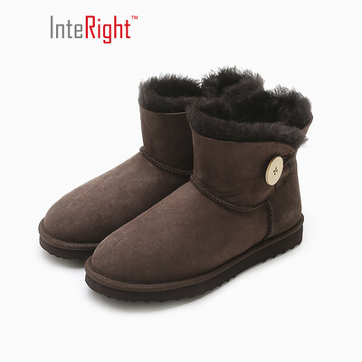 

INTERIGHT fur one warm snow boots fashion button womens boots brown 240 yards