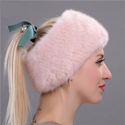 

New quality Winter New Mink Scarf Women Real Mink Fur Hat Knitted Mink Fur Headband Muffler Ring Russian Elastic Neckerchief