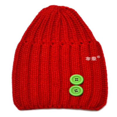 

Buebos Ninos 2015 New Autumn Winter Warm Baby Kid Hat Joker Dual Button Patten Toddler Beanie Cap Soft Crochet Knit Wool Cap