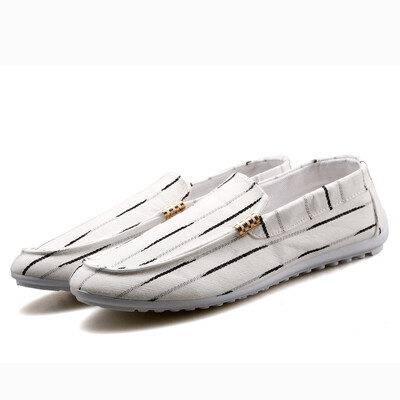 

New summer mens shoes Korean version of the peas shoes lazy mens casual breathable cloth shoes personality striped canvas light