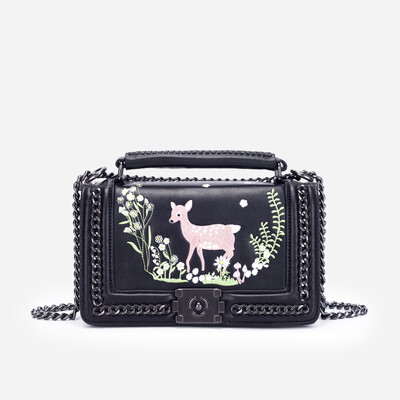 

PAIZI chain bag female embroidery handbag shoulder slung small square bag 9159 embroidered deer